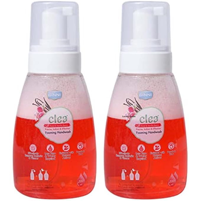 CLEA سائل غسيل اليدين لحماية الجراثيم | غسول يدين مرطب رغوي - 200 مل (ورود وفانيليا، عبوة من 2) - Image 1